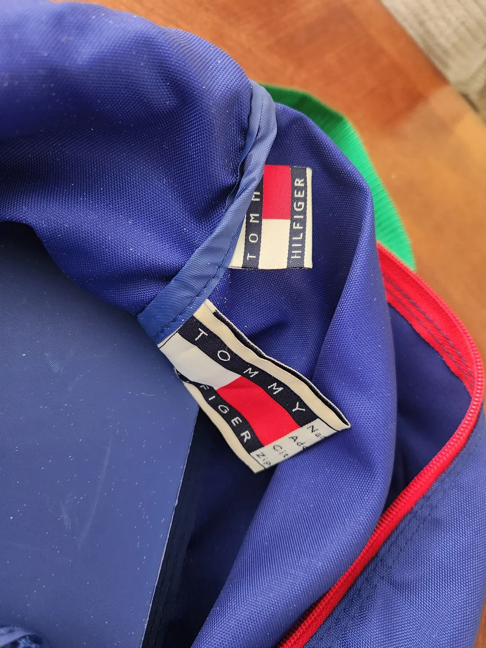 90s Tommy Hilfiger Blue & Green Duffle Bag
